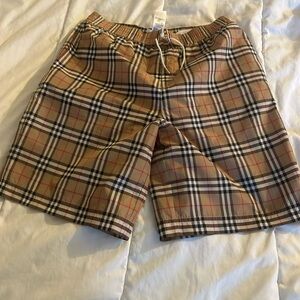Burberry Tan Plaid Kids Swim Trunks